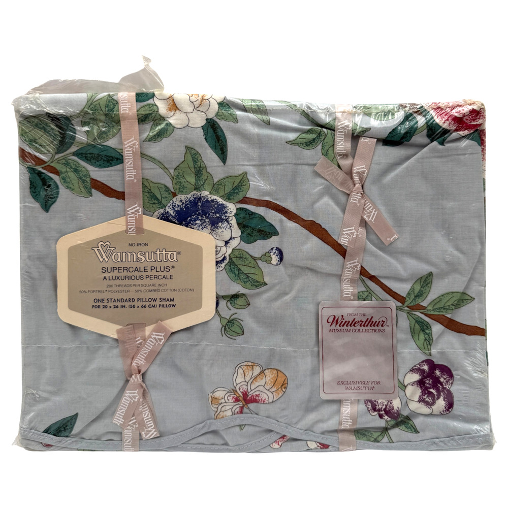 Vintage Wamsutta Standard Pillow Sham Peony Garden Winterthur Museum NOS Sealed